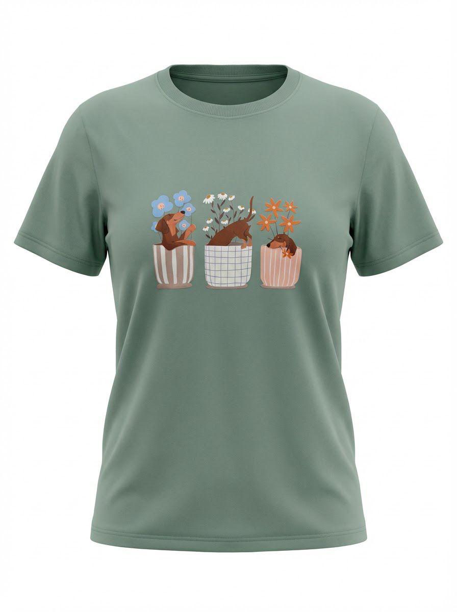 Medium Women “dog in three cups” T-Shirt – 100%  Cotton – Multiple Colors