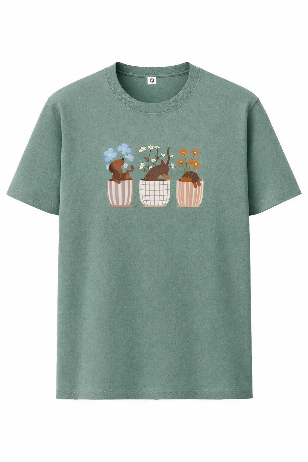 XL Unisex Dachshund in three cups T-Shirt 100% Premium Cotton  Multiple Colors