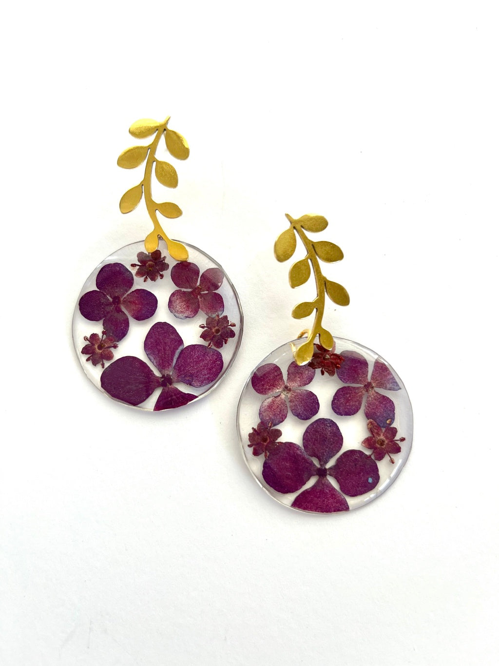 Purple flower earrings