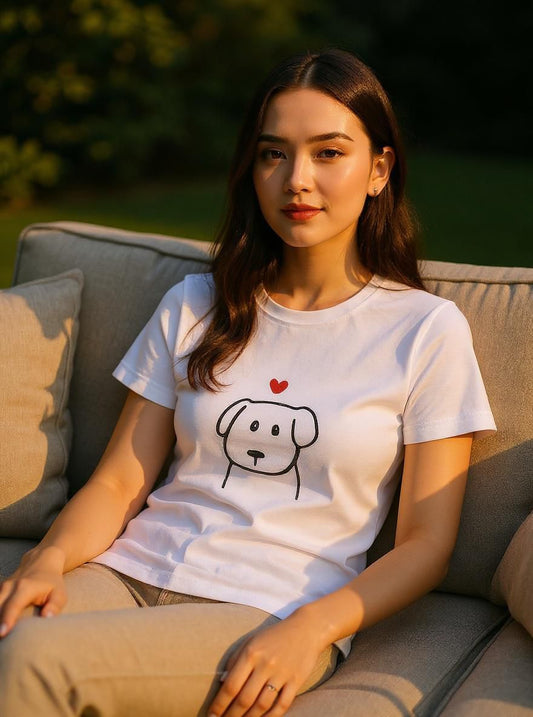 Large Women “dog heart” T-Shirt 100%  Cotton – Multiple Colors