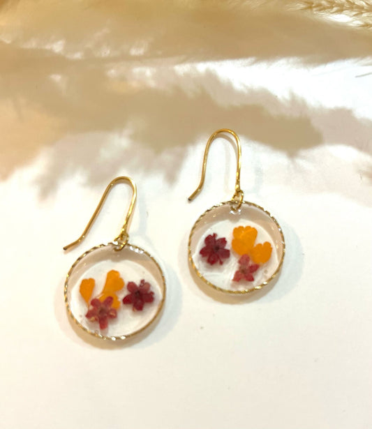 Small round Real flower earrings - Blossom
