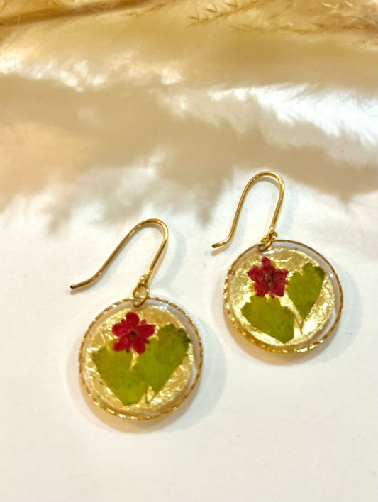 Small round Real flower earrings - Blossom