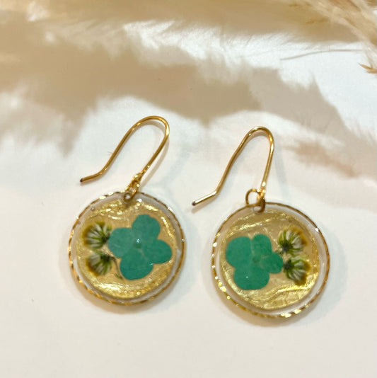 Small round Real flower earrings - Blossom