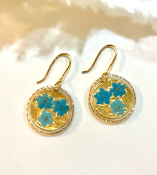 Small round Real flower earrings - Blossom
