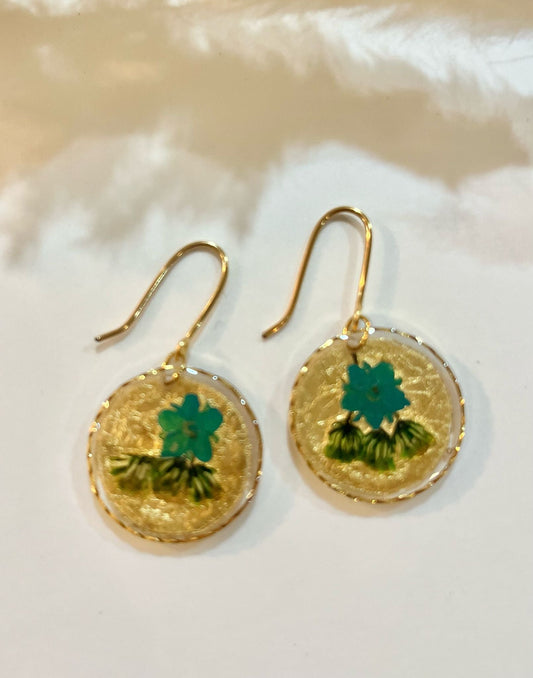 Small round Real flower earrings - Blossom