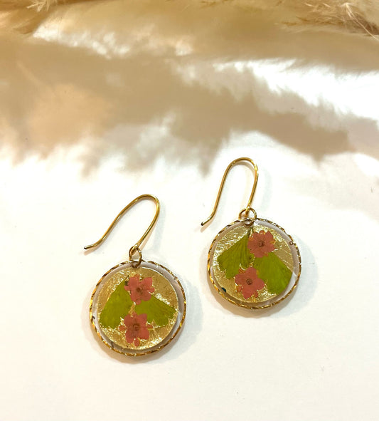 Small round Real flower earrings - Blossom