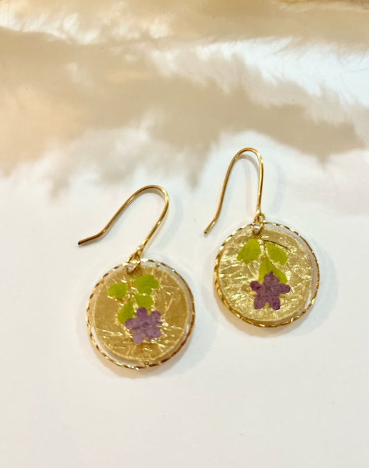 Small round Real flower earrings - Blossom